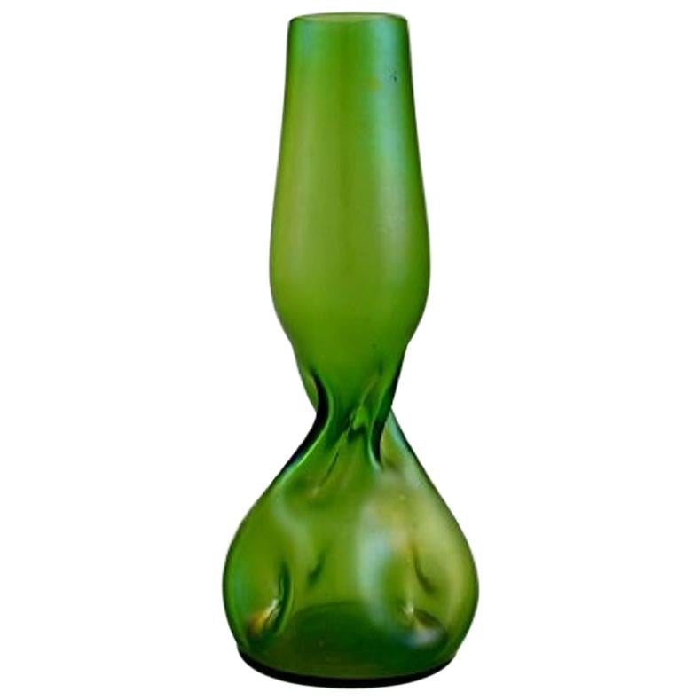 Pallme-König Art Nouveau Vase in Green Mouth-Blown Art Glass, Approx, 1910
