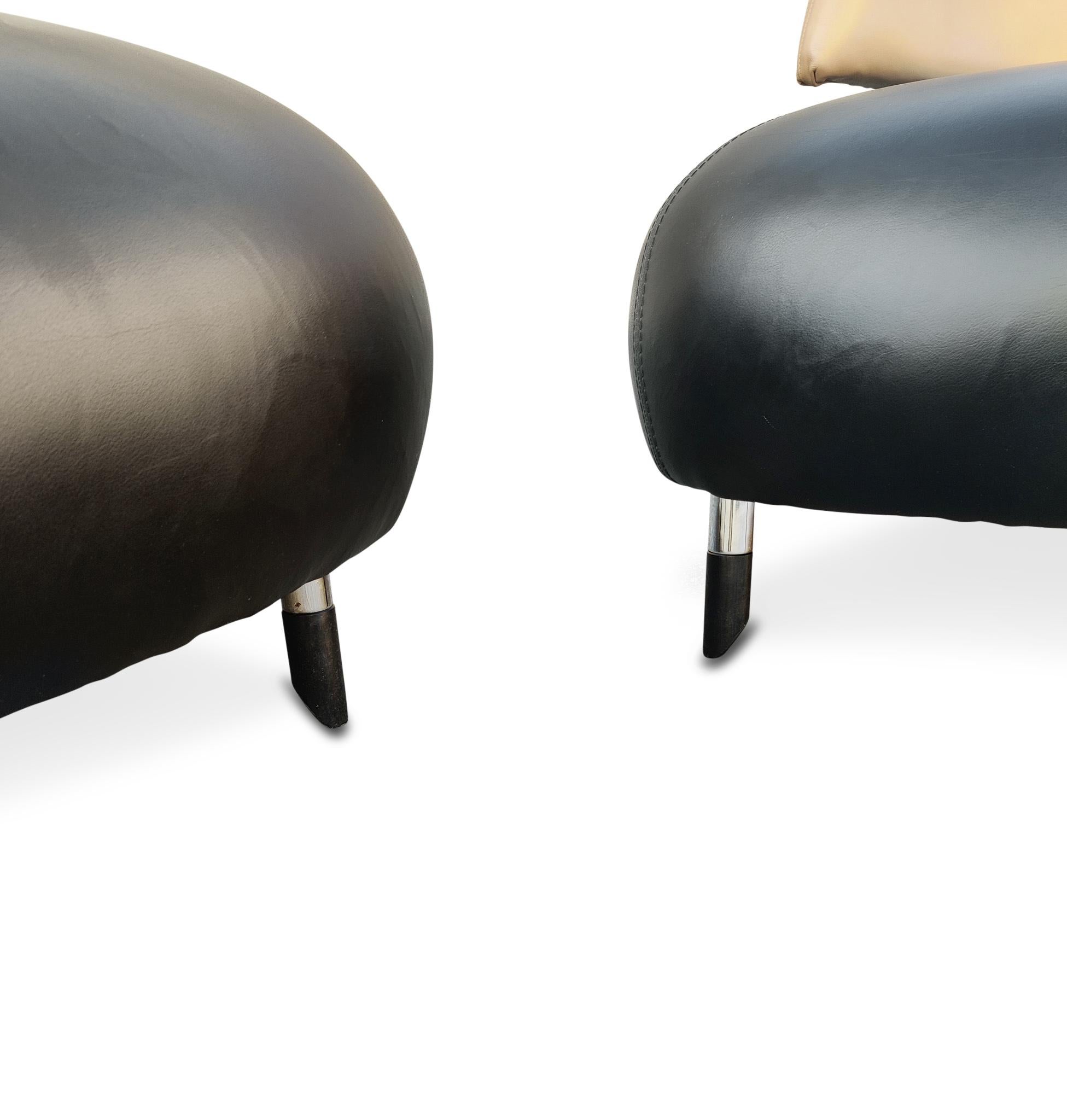 Pallone Leather Lounge Chairs Pair, by Roy de Scheemaker for Leolux, Post-Modern 3