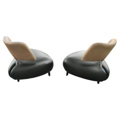Pallone Leather Lounge Chairs Pair, by Roy de Scheemaker for Leolux, Post-Modern