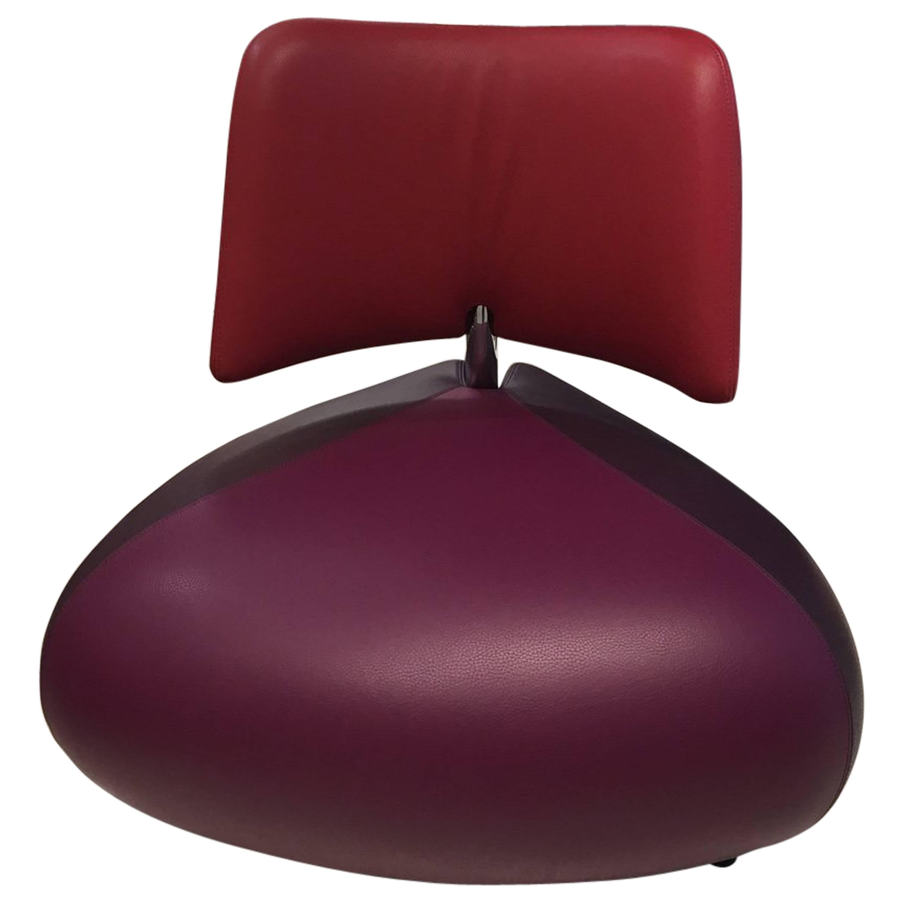 Pallone Pa Armless Lounge Chair in Red, Purple and Berry Leather by Leoloux