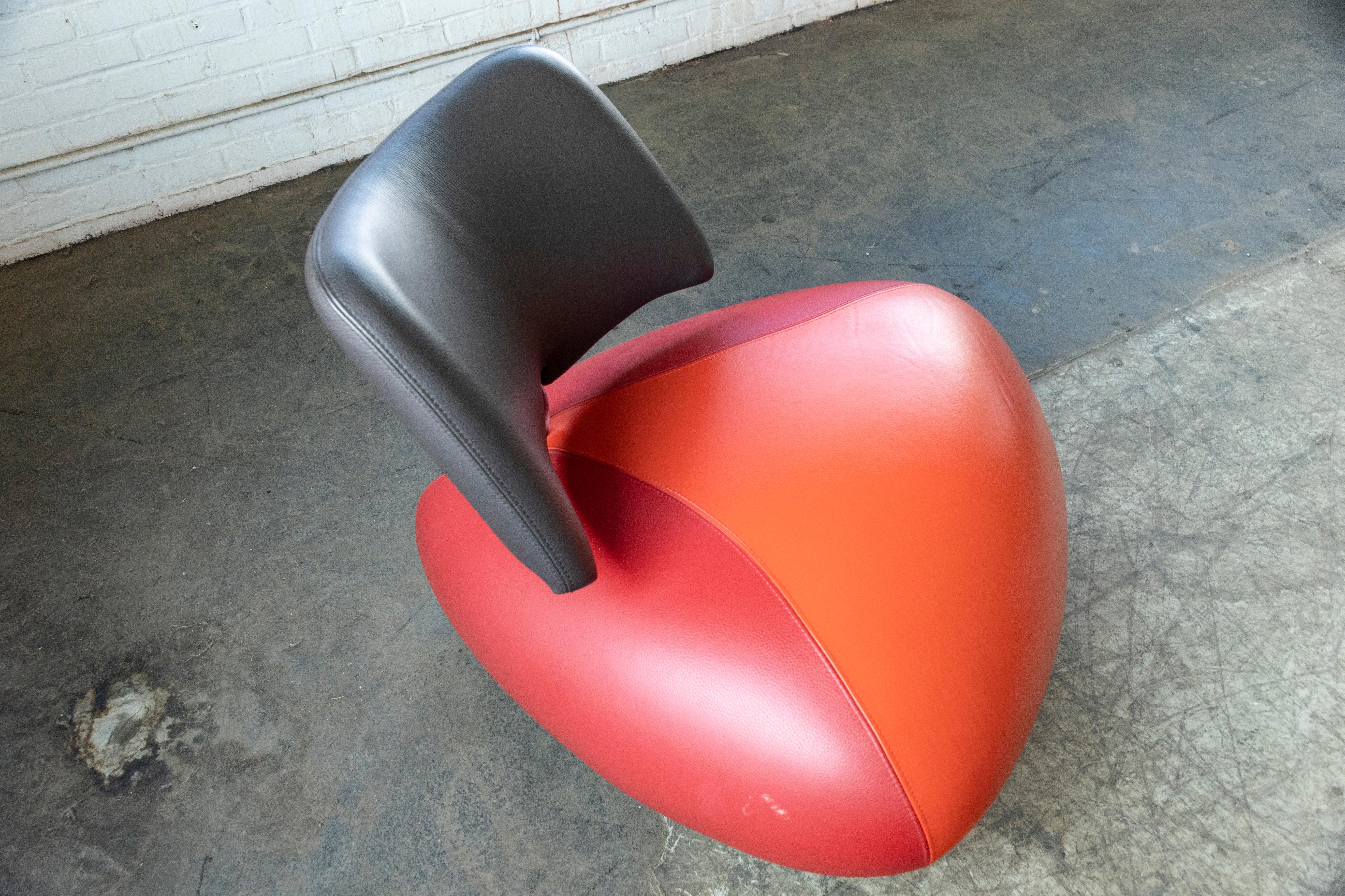 Pallone Pa Kingfisher Lounge Chair in Tri-Color Leather by Leolux, ca. 1990 6