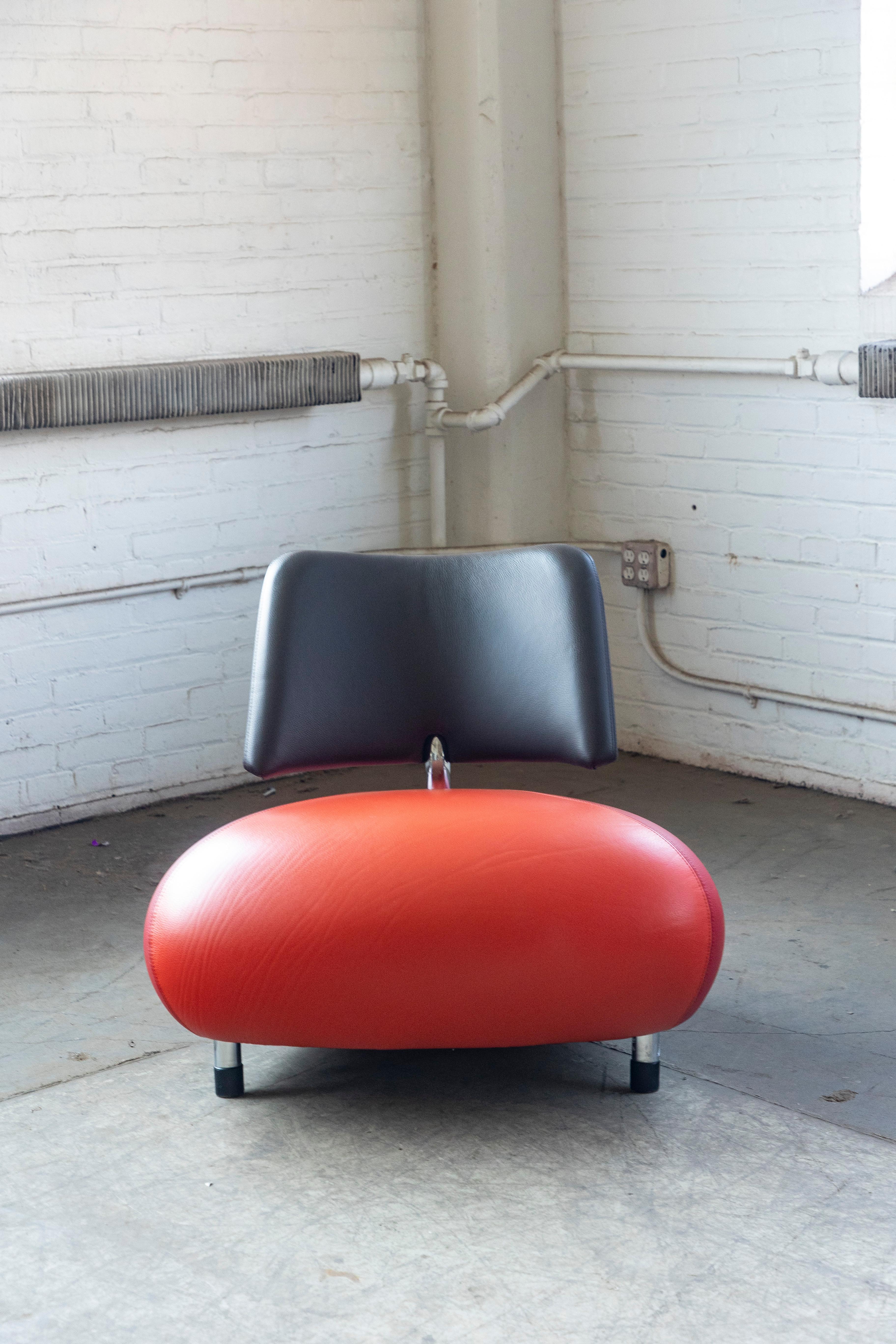 Pallone Pa Kingfisher Lounge Chair in Tri-Color Leather by Leolux, ca. 1990 2