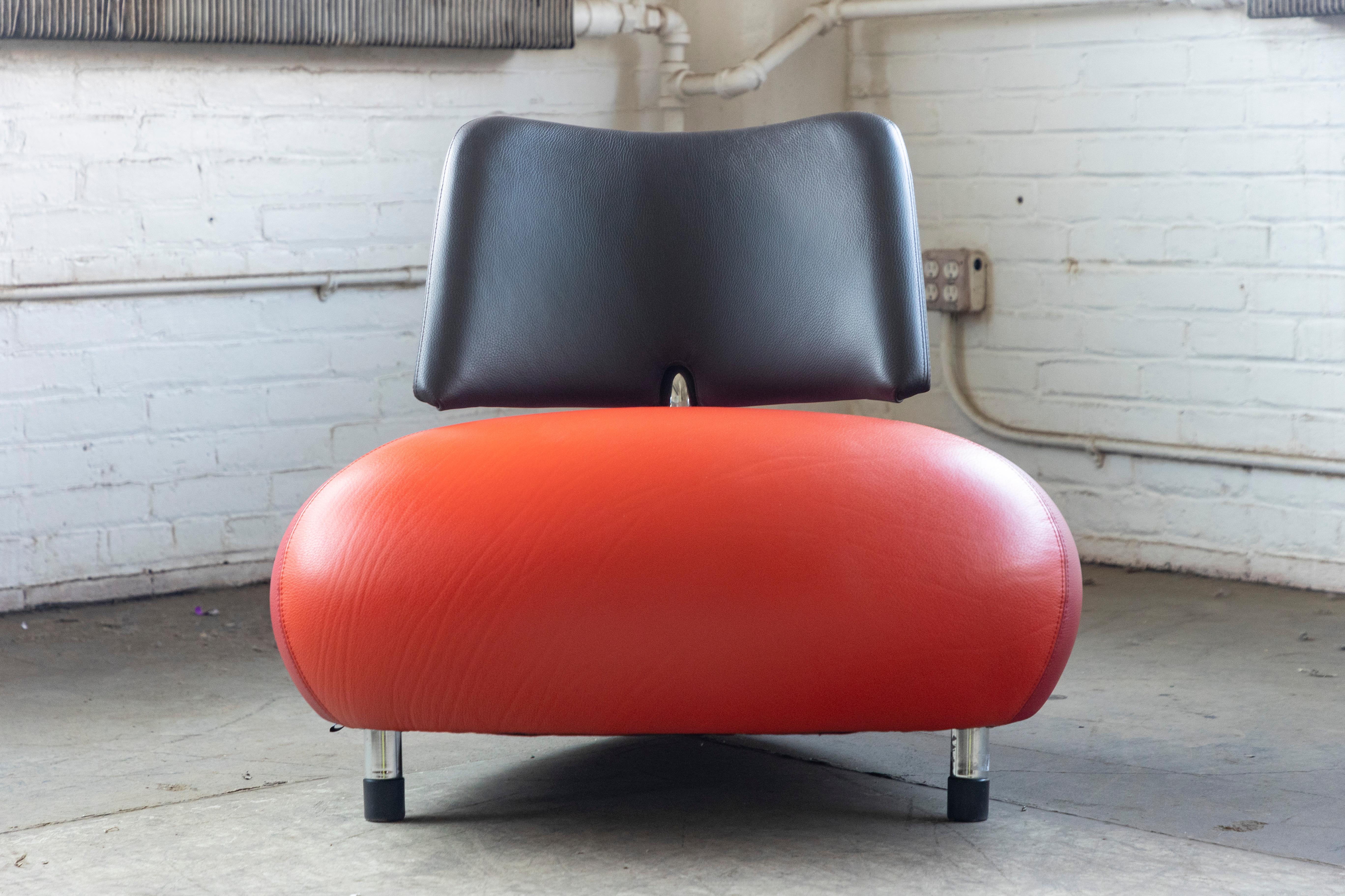 Pallone Pa Kingfisher Lounge Chair in Tri-Color Leather by Leolux, ca. 1990 3