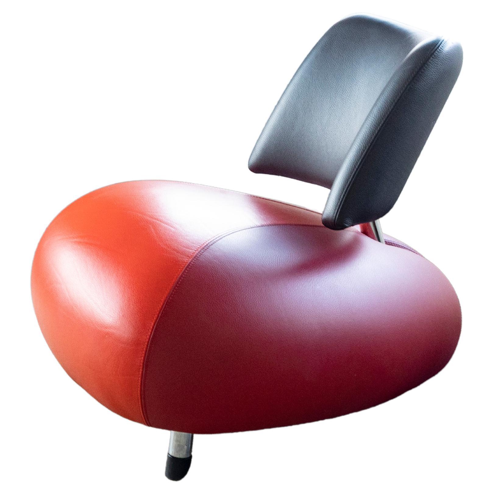 Pallone Pa Kingfisher Lounge Chair in Tri-Color Leather by Leolux, ca. 1990