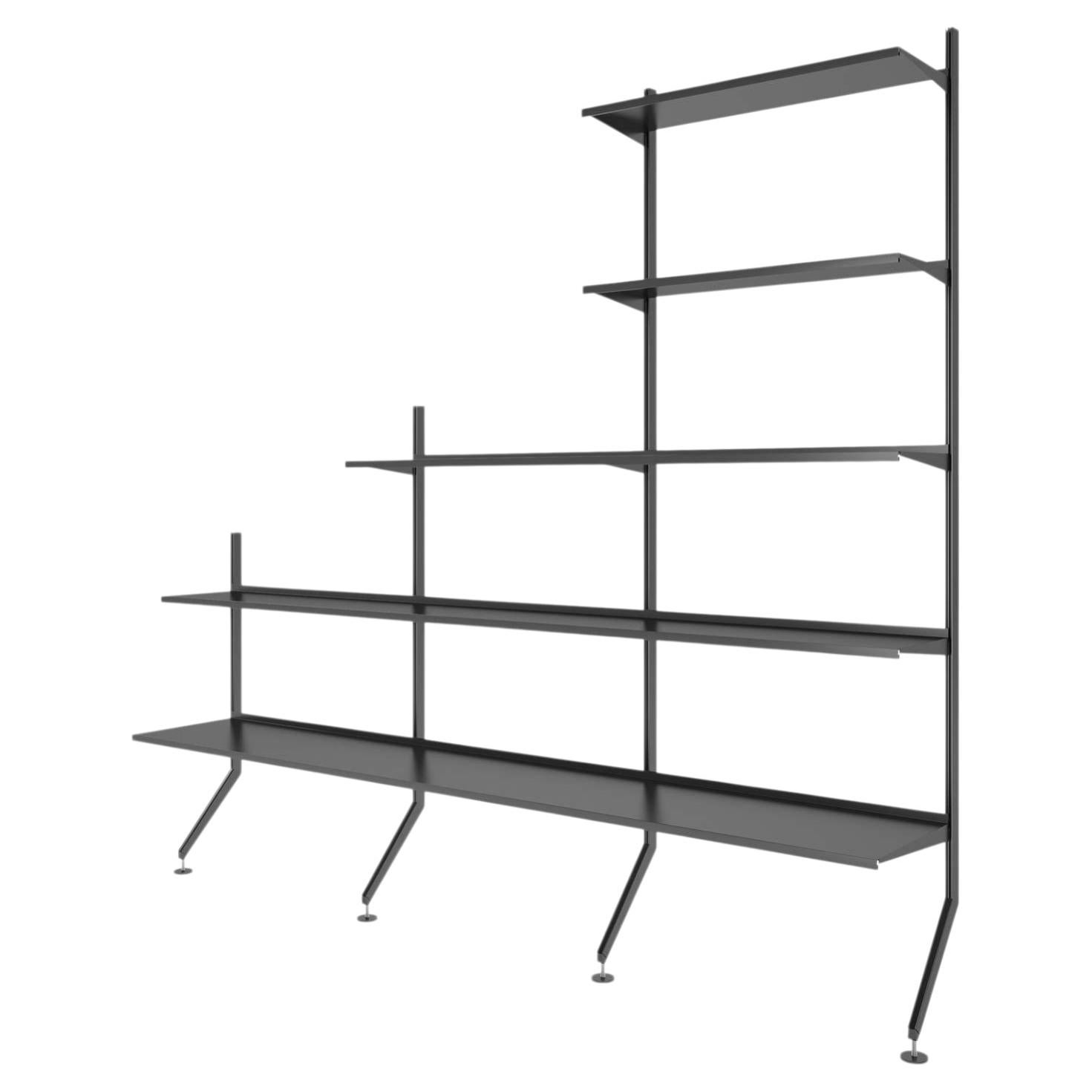 Pallucco Continua Black Staircase Wall-Mounted Bookshelf – design Hannes Wettst For Sale