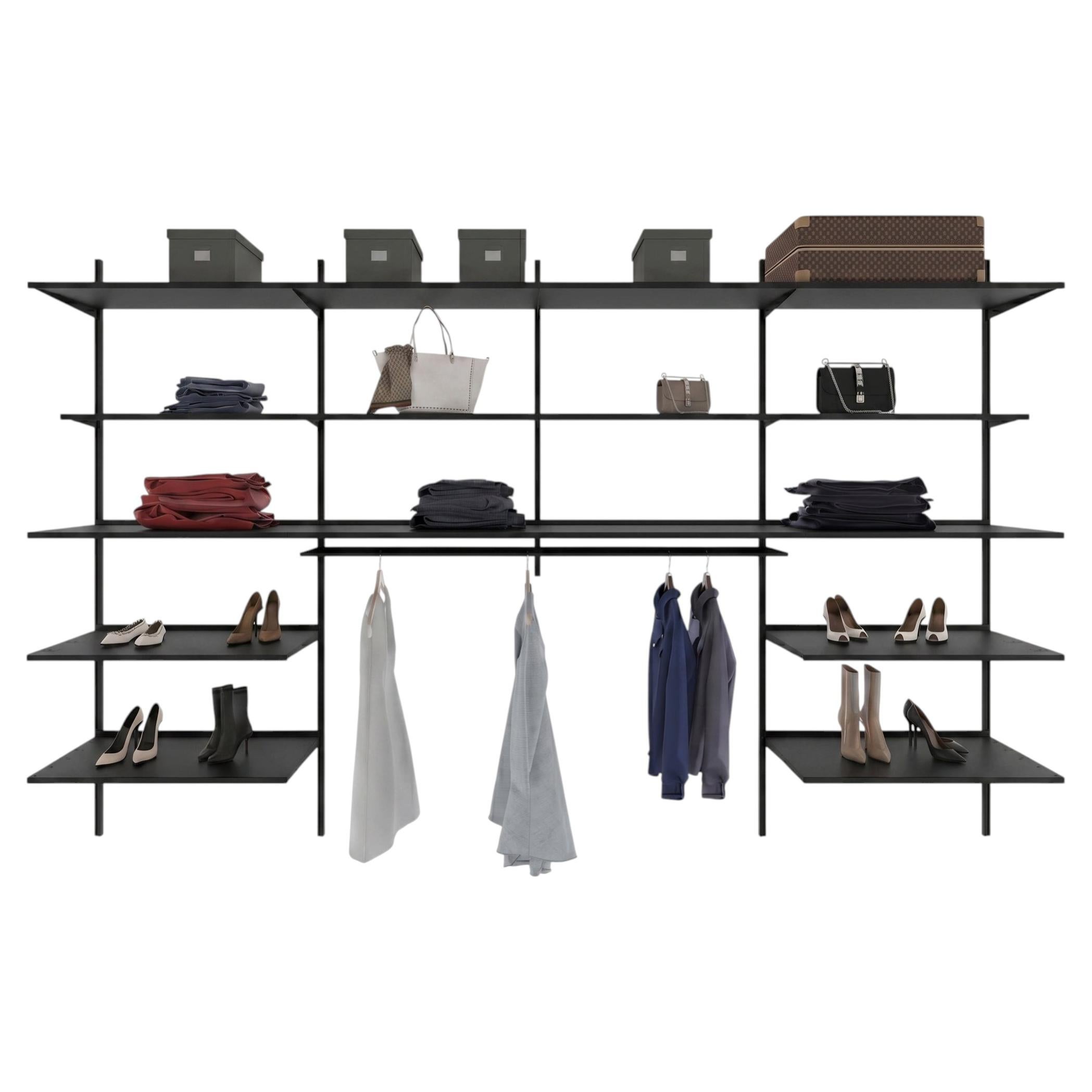 Pallucco Continua Black Wall Bookshelf with Wardrobe – design Hannes Wettstein