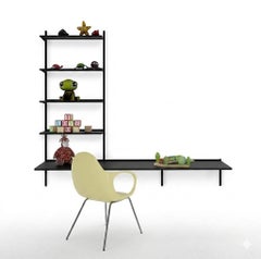 Pallucco Continua Black Wall-Mounted Bookcase with Desk design Hannes Wettstein