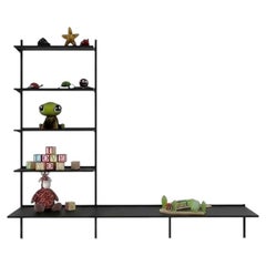Pallucco Continua Black Wall-Mounted Bookcase with Desk design Hannes Wettstein