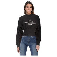 Used Palm Angels Black Graphic Print Cropped Sweatshirt Size XS