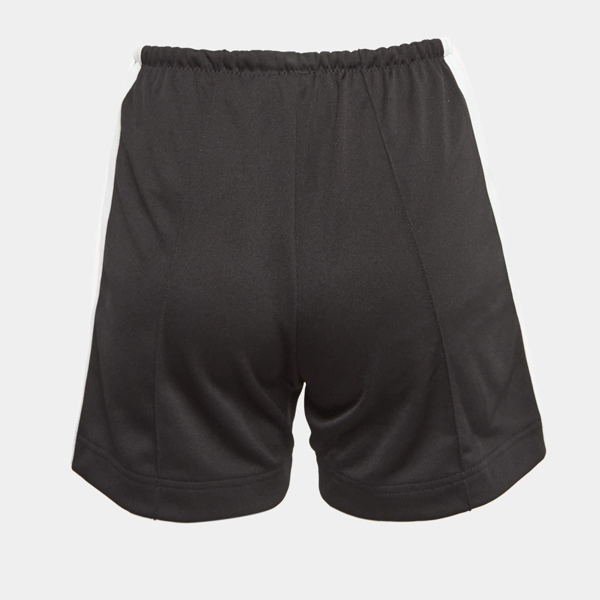 Palm Angels Black Side-Strip Jersey Short XS In Excellent Condition For Sale In Dubai, Al Qouz 2