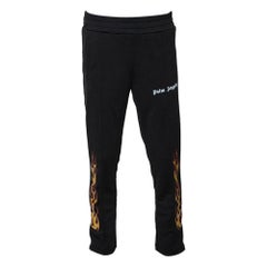 Palm Angels Black Synthetic Flames Track Pants M