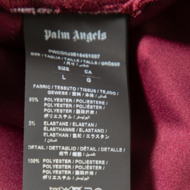 Palm Angels Burgundy Logo Printed Jersey Side Strip Detail Track Leggings L For Sale 5