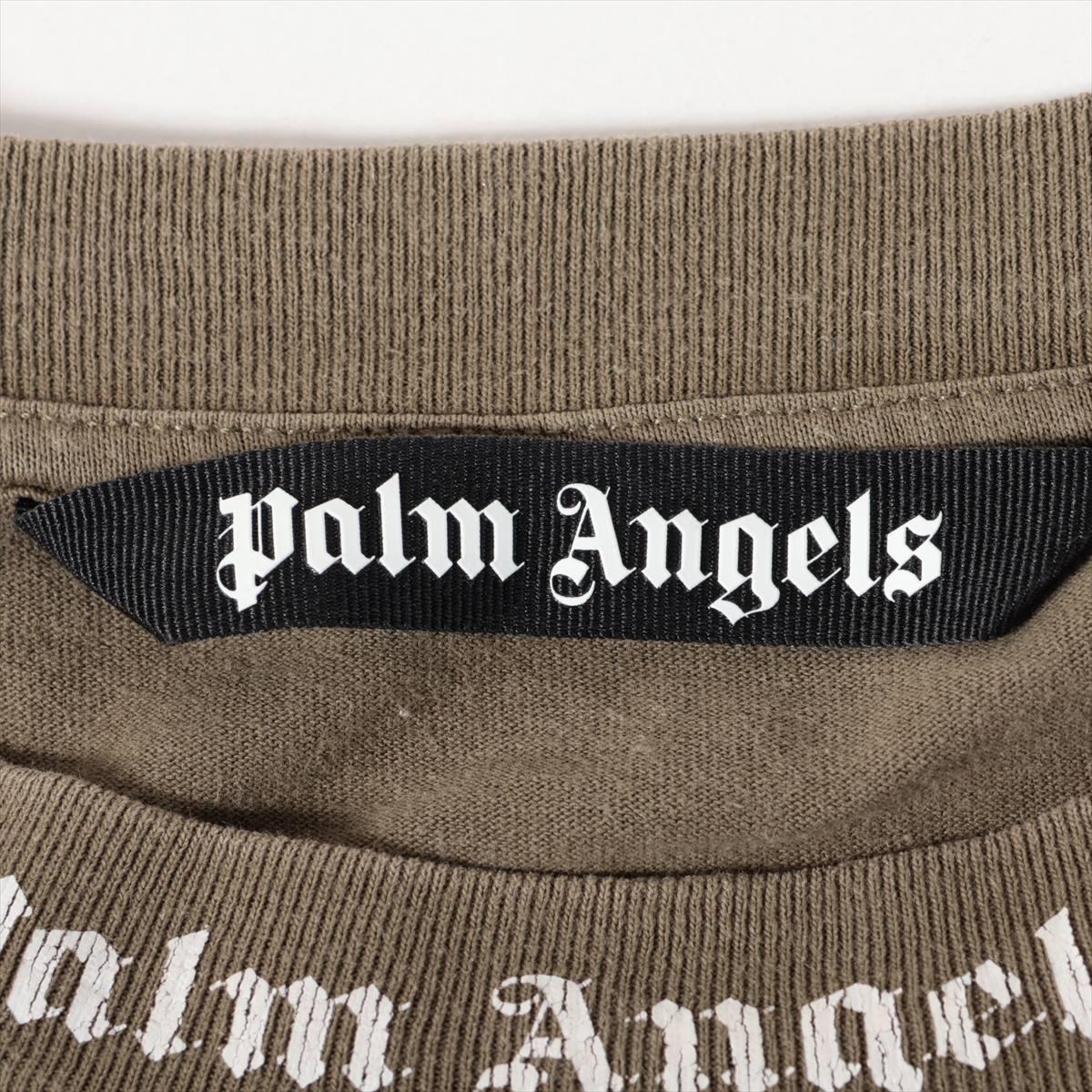 Palm Angels Cotton Oversized T-shirt Olive Green For Sale 1