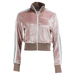 Used Palm Angels Cropped Striped Printed Velvet Track Jacket Medium