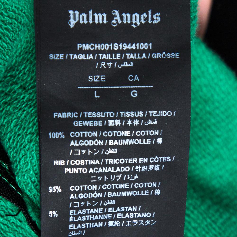 Palm Angels Green Side Logo Print Cotton Jogging Pants L In New Condition In Dubai, Al Qouz 2