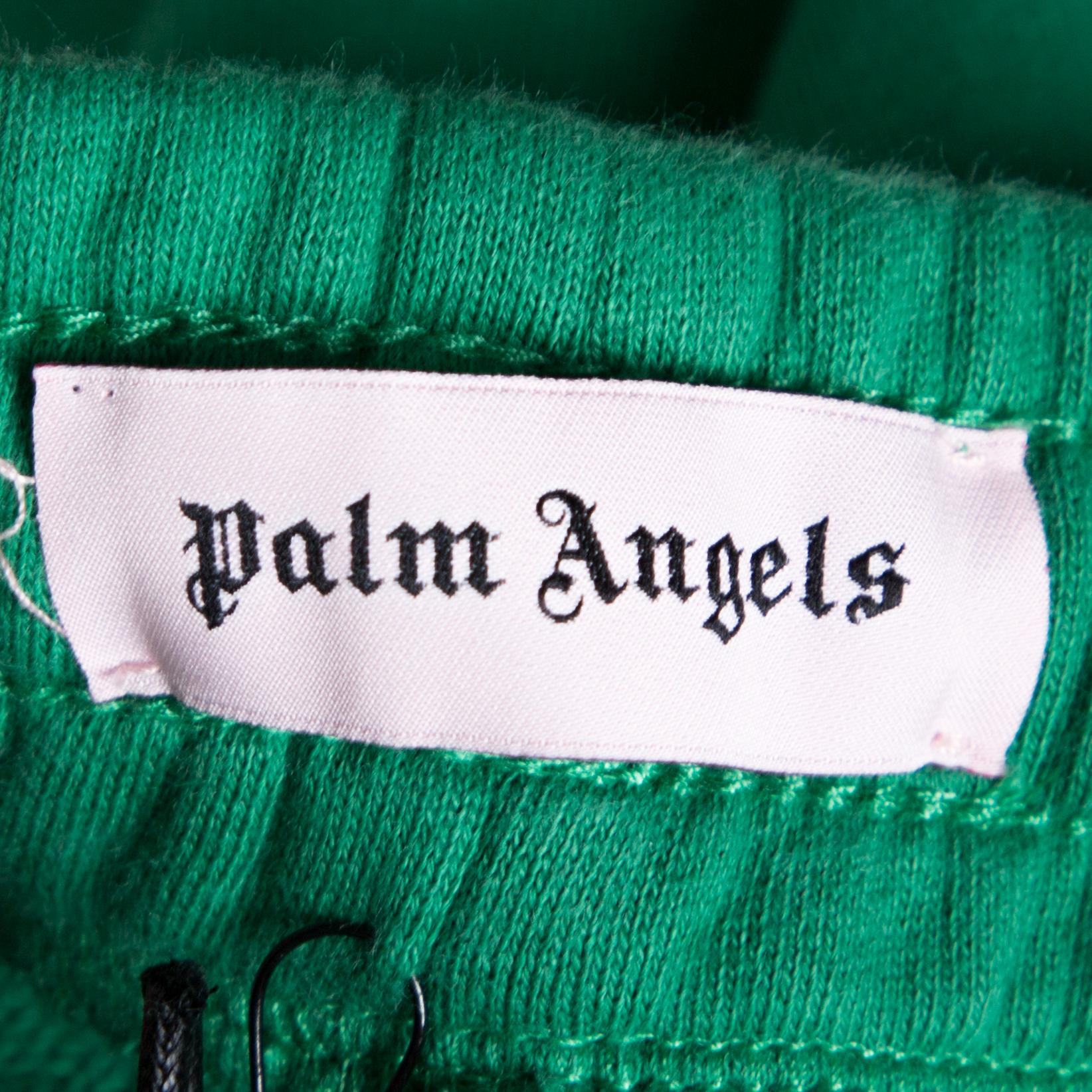 Palm Angels Green Side Logo Print Cotton Jogging Pants L 1