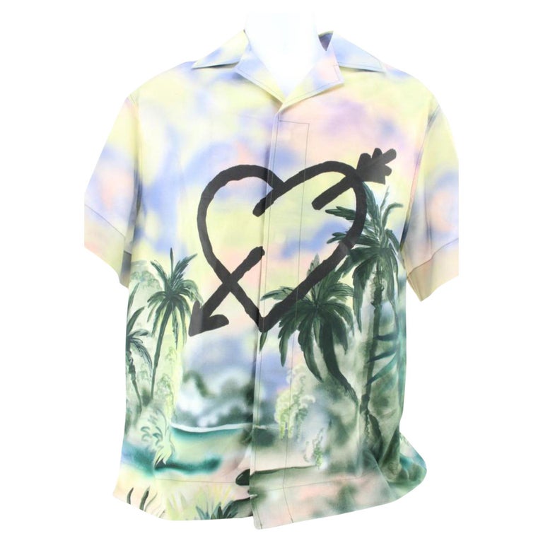Palm Angels Men's 46 or XXXL Paradise Heart Button Down Shirt 6pa719s