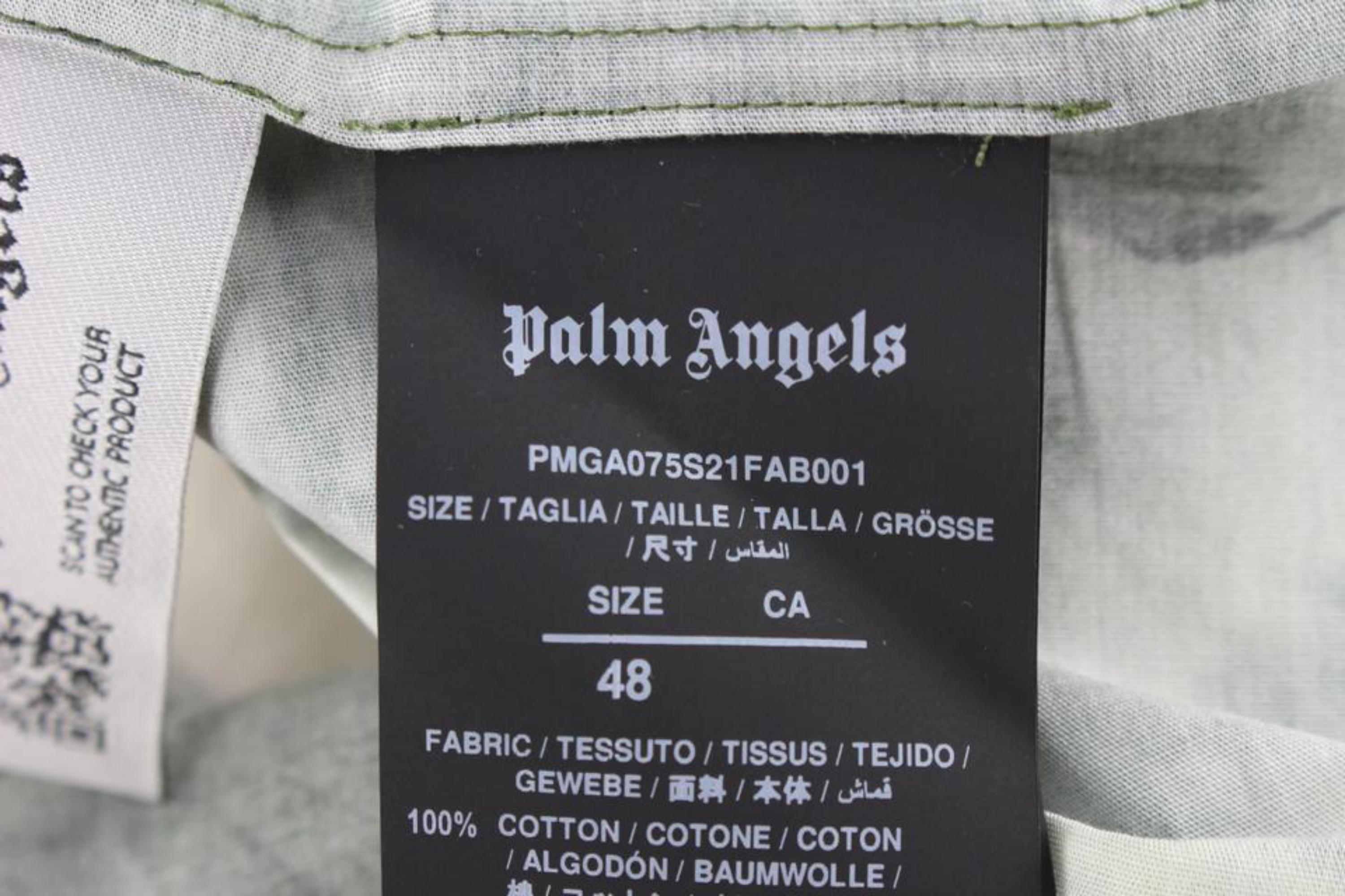 Palm Angels Men's XXXL Size 48 Paradise Heart Button Down Shirt  76pa78s In New Condition For Sale In Dix hills, NY