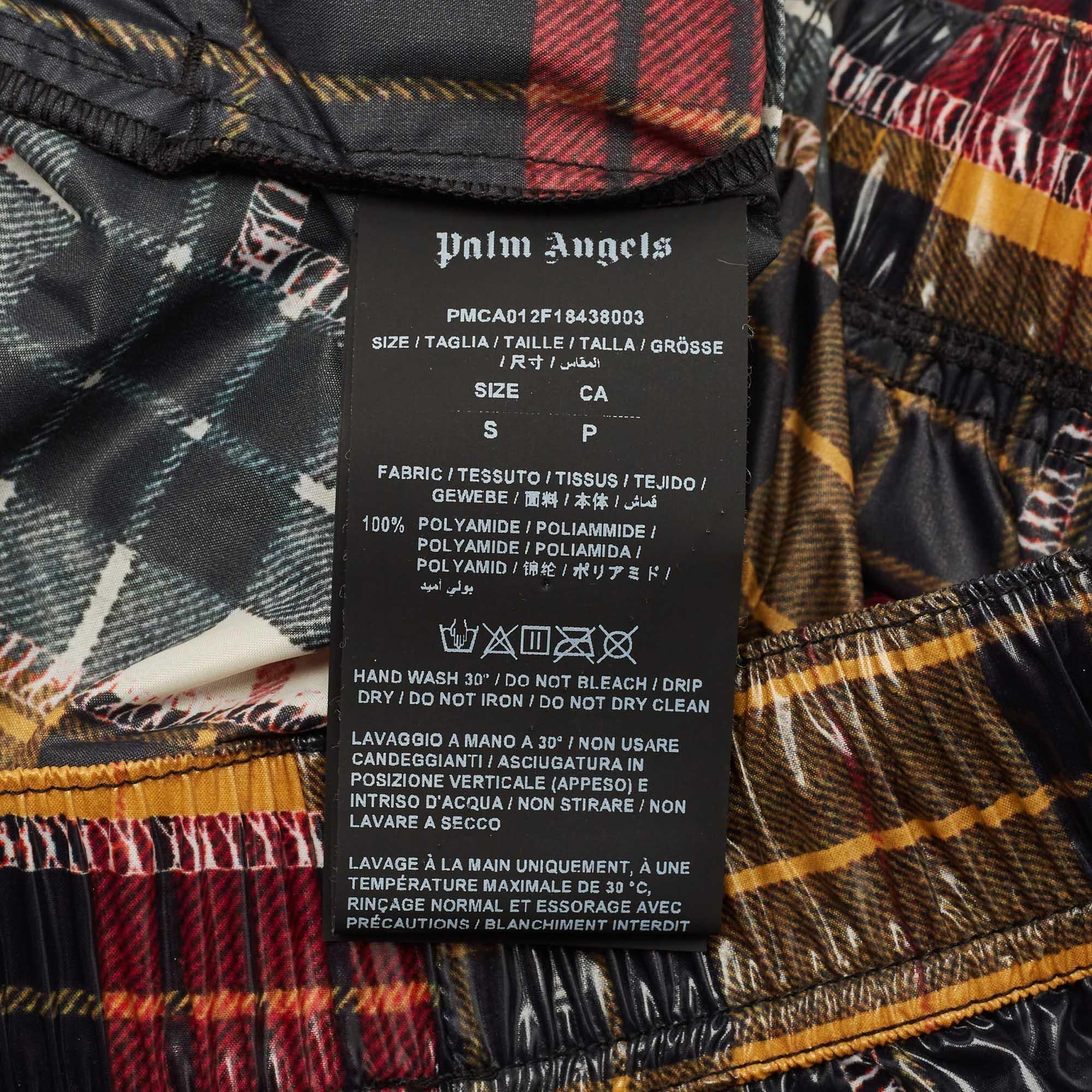 Pantalon droit Palm Angels à carreaux multicolores en nylon S Pour femmes en vente