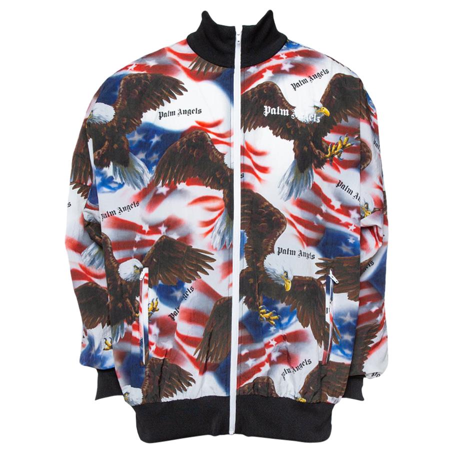 Palm Angels Multicolor Eagle and Flag Print Track Jacket XL