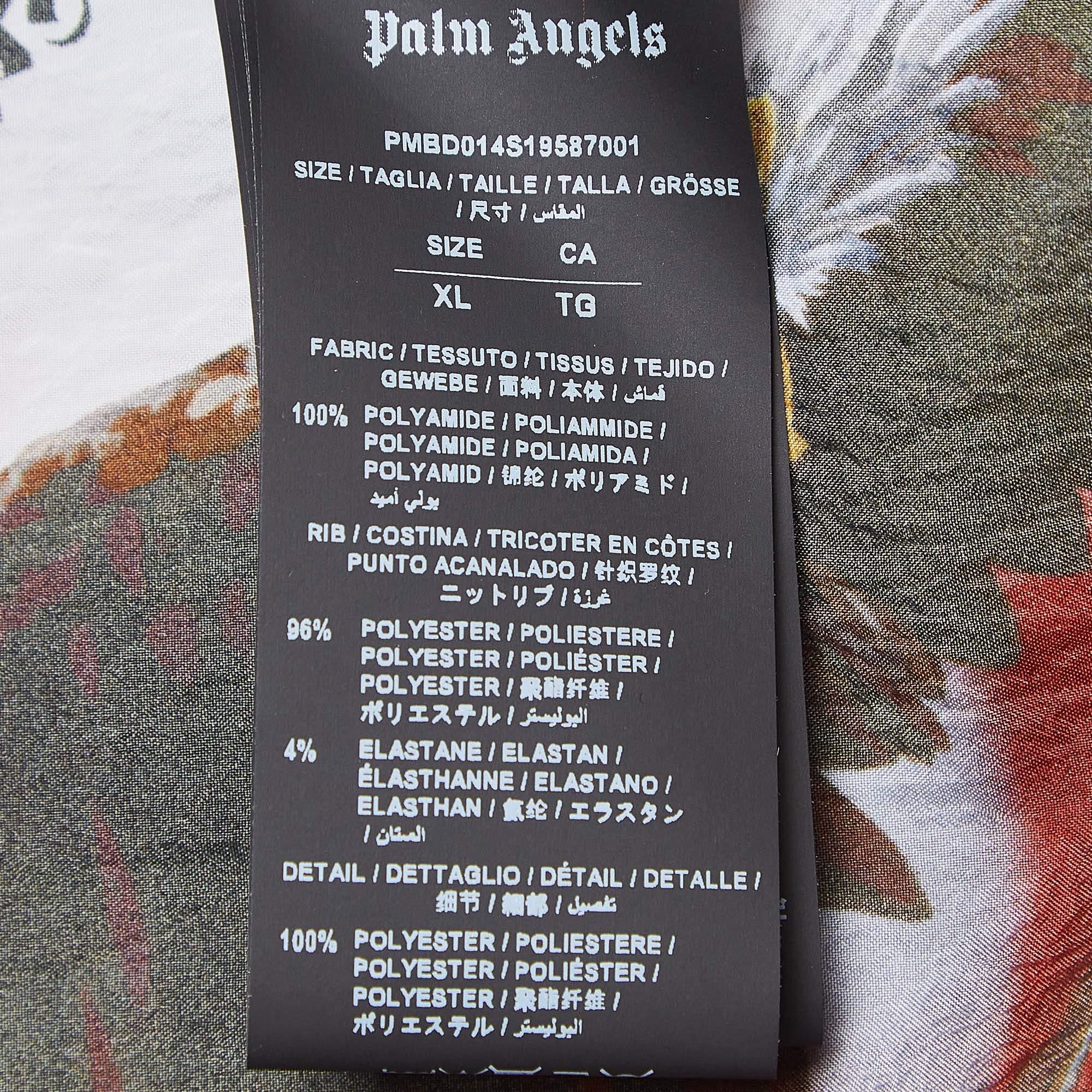 Palm Angels Multicolor Eagle Print Nylon Zip Front Bomber Jacket XL 1