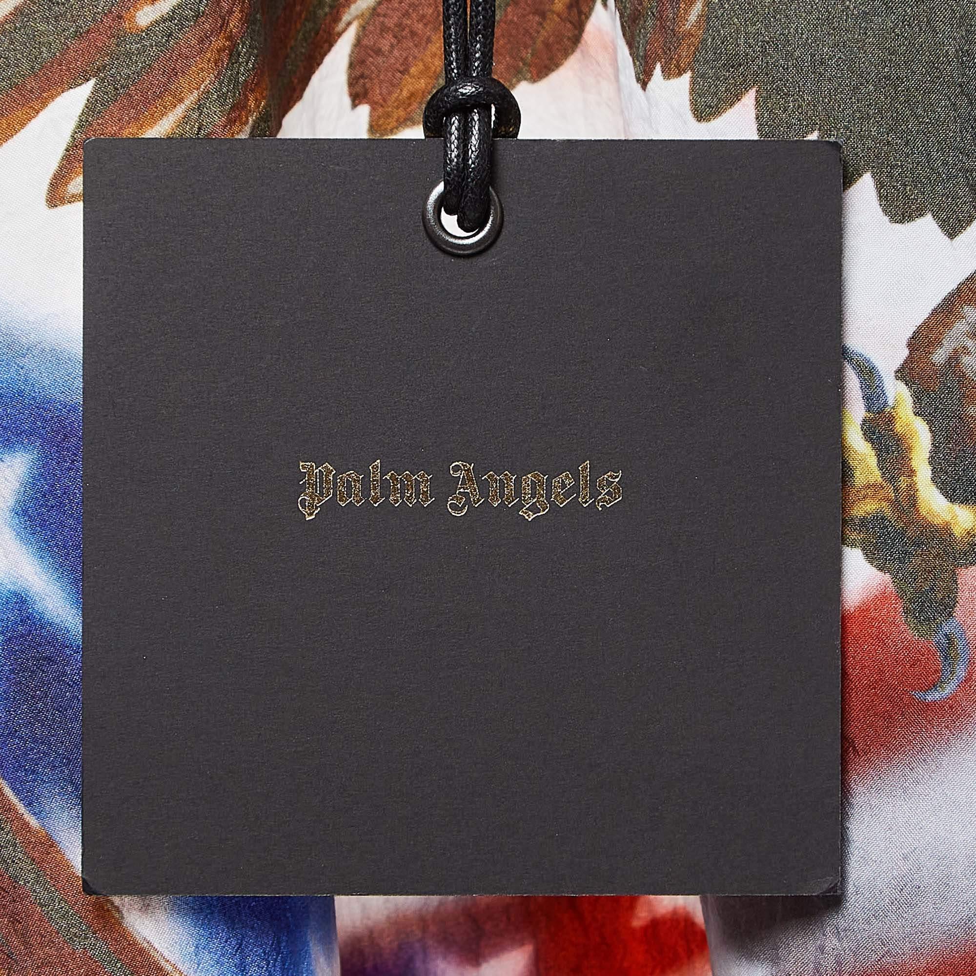 Palm Angels Multicolor Eagle Print Nylon Zip Front Bomber Jacket XL 2