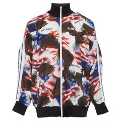 Palm Angels Multicolor Eagle Print Nylon Zip Front Bomber Jacket XL