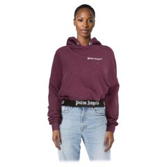 Used Palm Angels Purple Cropped Logo Hoodie Size S