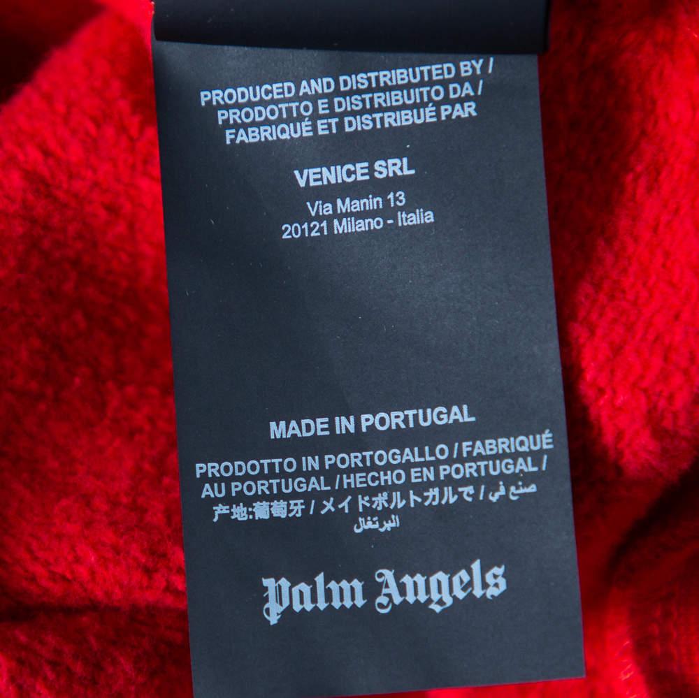 Palm Angels Red Cotton Logo Printed Hoodie M In Good Condition For Sale In Dubai, Al Qouz 2