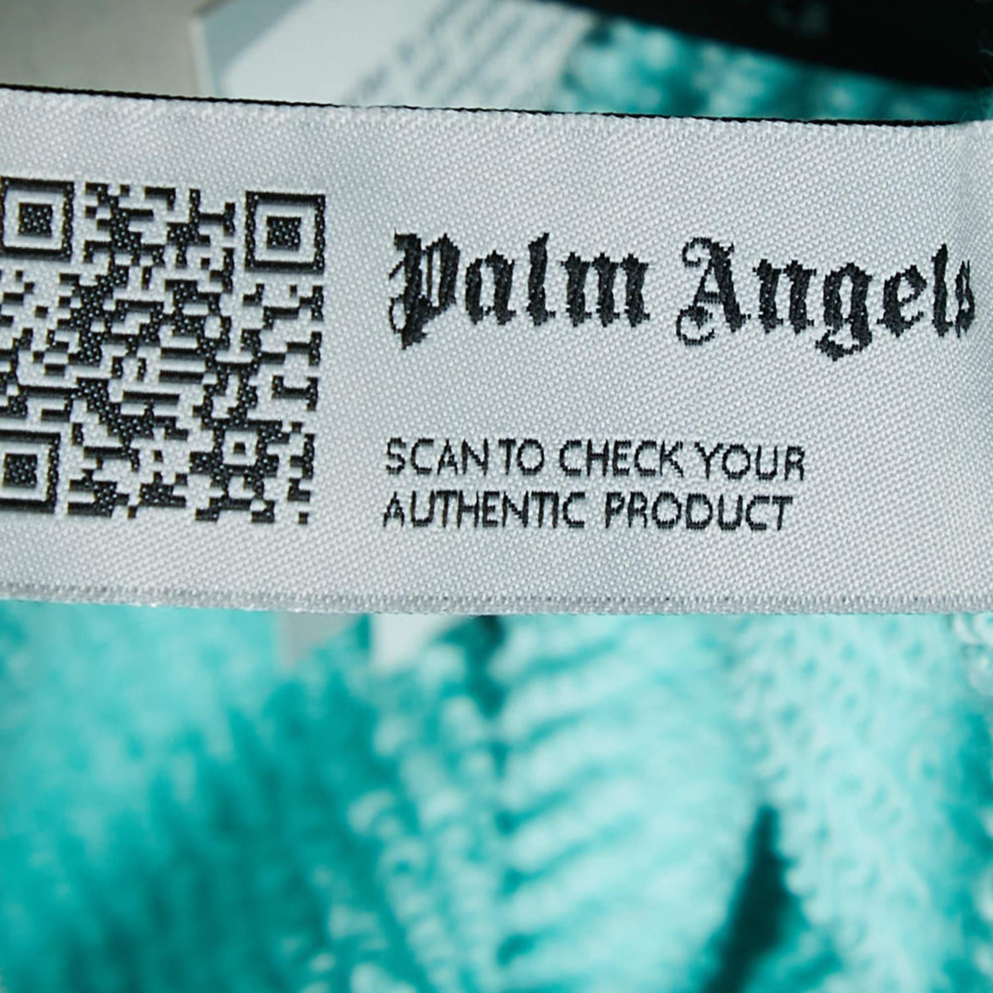 Donna Palm Angels - Felpa con cappuccio in cotone con stampa di palme verde acqua XS in vendita