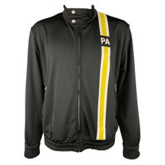 PALM ANGELS Size XL Black & Yellow Stripe Polyester Zip Up Jacket