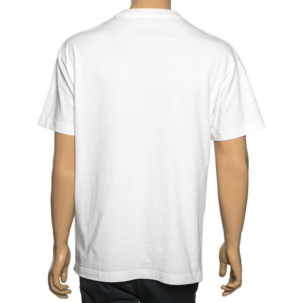 Gray Palm Angels White Cotton Heart Embroidered Crew Neck T-Shirt L