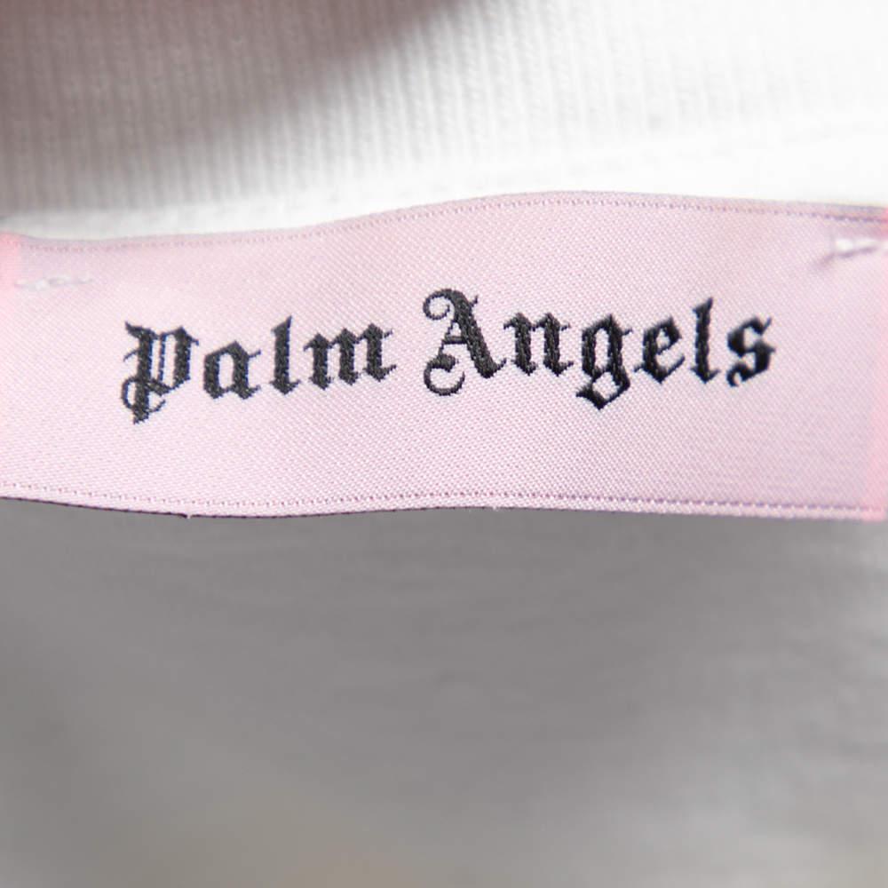 Men's Palm Angels White Cotton Heart Embroidered Crew Neck T-Shirt L