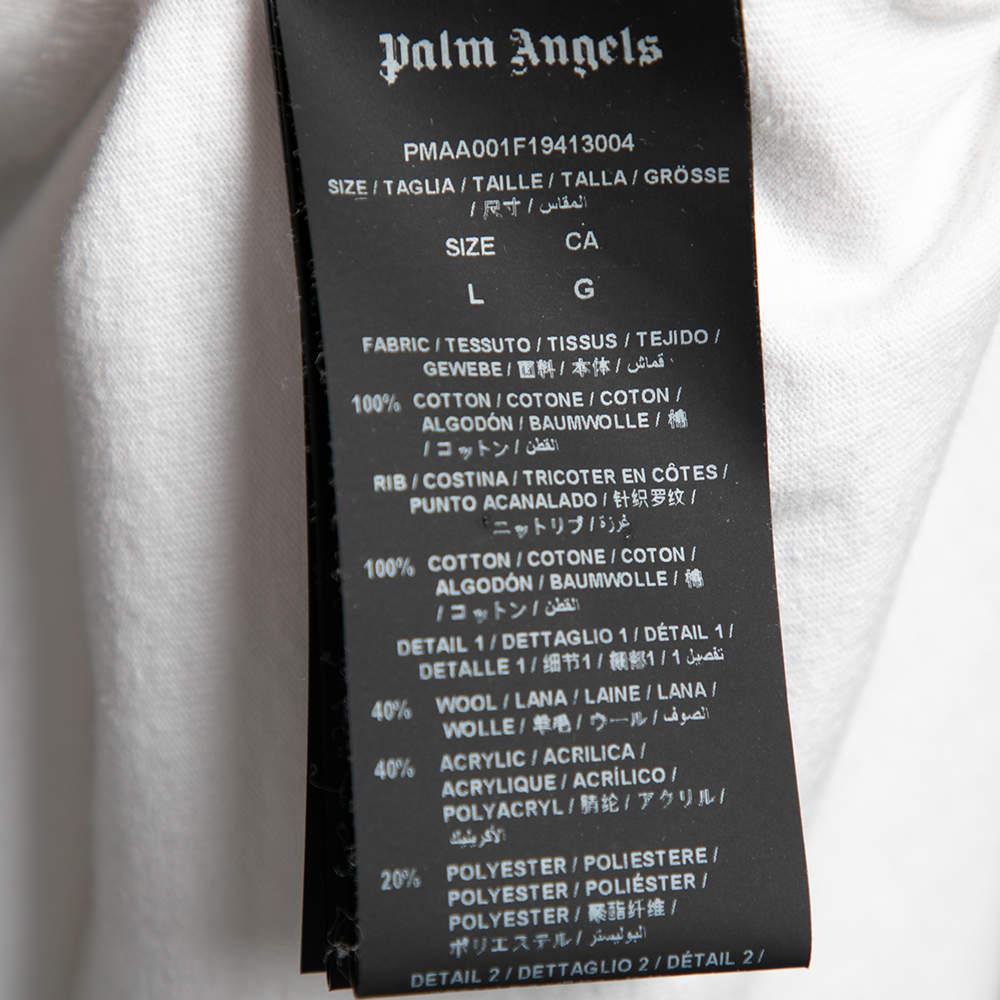 Palm Angels White Cotton Heart Embroidered Crew Neck T-Shirt L 1