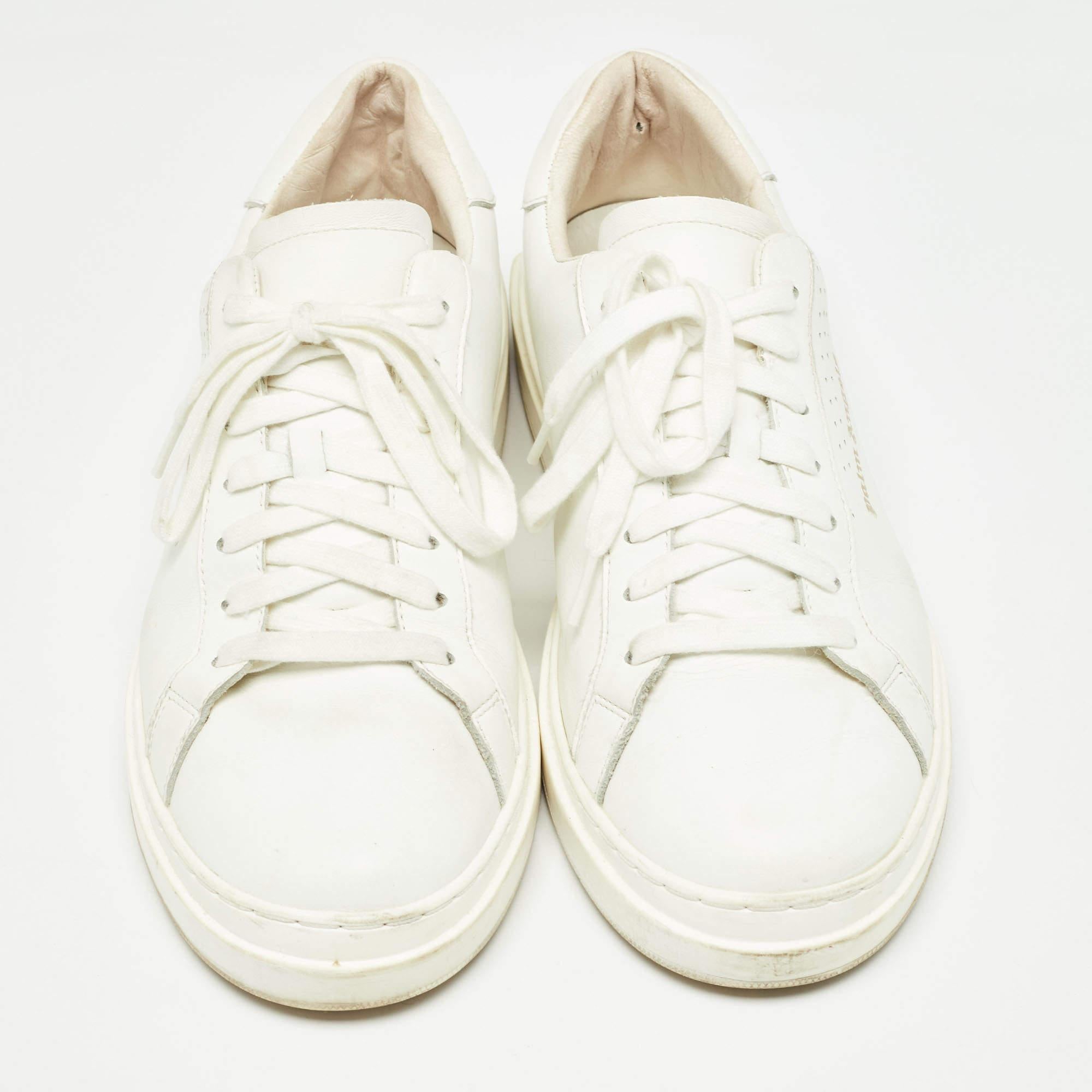 Palm Angels Weiße zwei niedrige Turnschuhe aus Leder Größe 45 im Zustand „Gut“ im Angebot in Dubai, Al Qouz 2