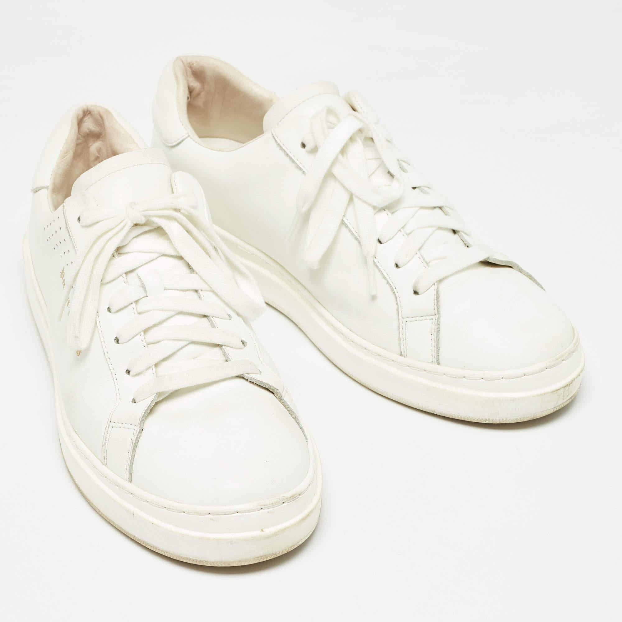Palm Angels Weiße zwei niedrige Turnschuhe aus Leder Größe 45 Herren im Angebot