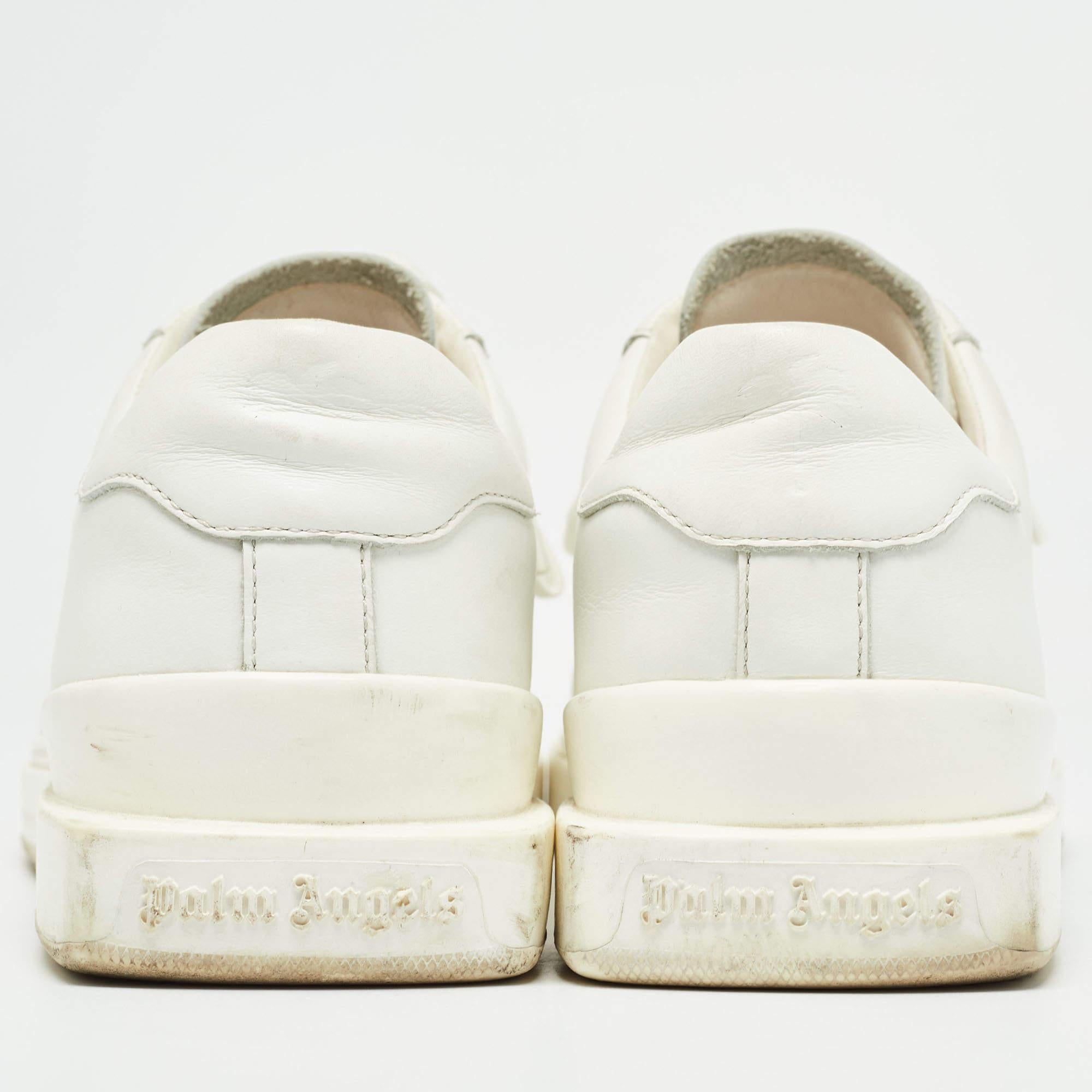 Palm Angels Weiße zwei niedrige Turnschuhe aus Leder Größe 45 im Angebot 1