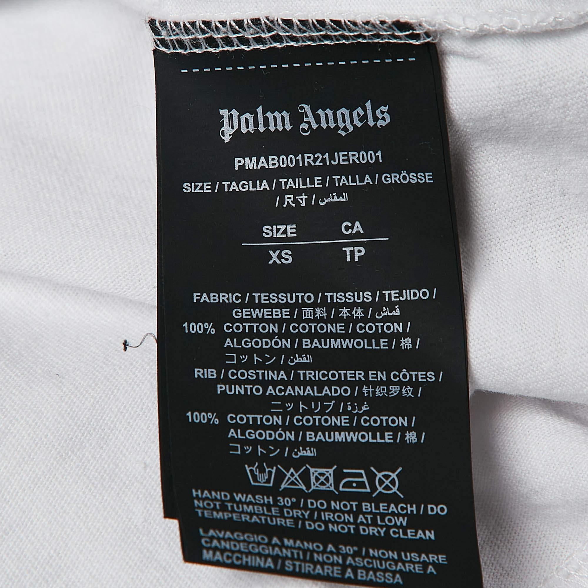 Men's Palm Angels White Logo Print Cotton Knit Crew Neck Sweatshirt XS