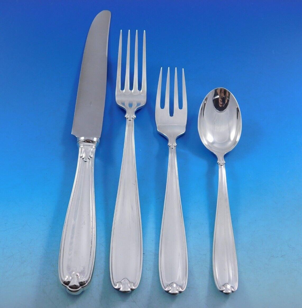 20th Century Palm Beach by Buccellati Sterling Silver Flatware Set 12 Service Italy 84 pcs For Sale