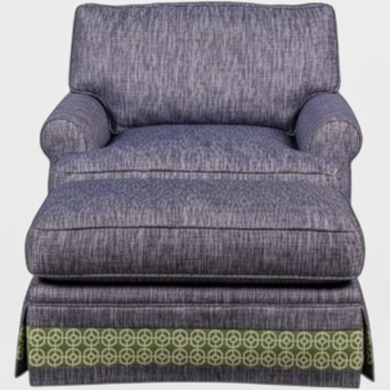 Hollywood Regency Sedia Club e Pouf Palm Beach Chic Navy con finiture verdi di Lee Industries  S/2 in vendita