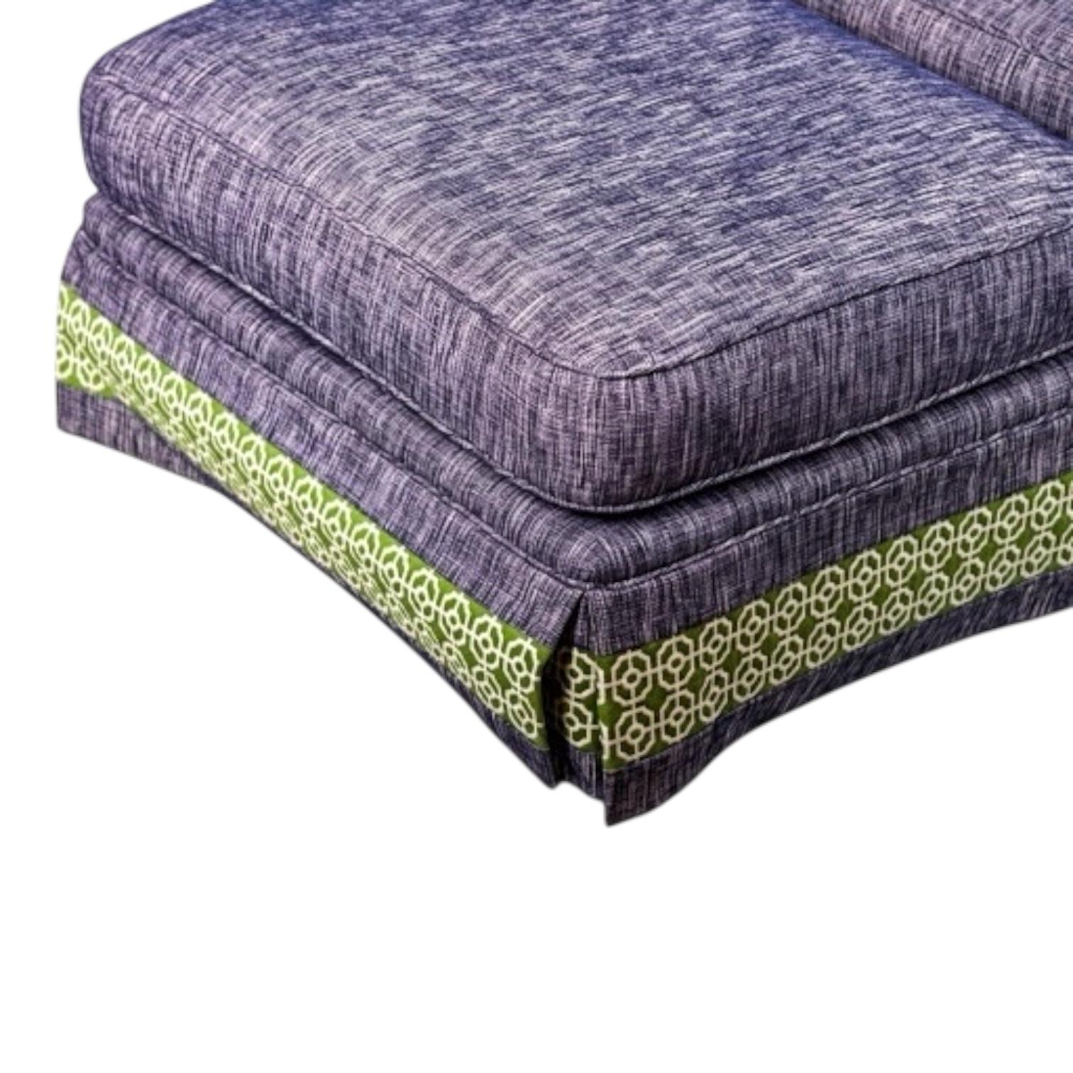 Americano Sedia Club e Pouf Palm Beach Chic Navy con finiture verdi di Lee Industries  S/2 in vendita