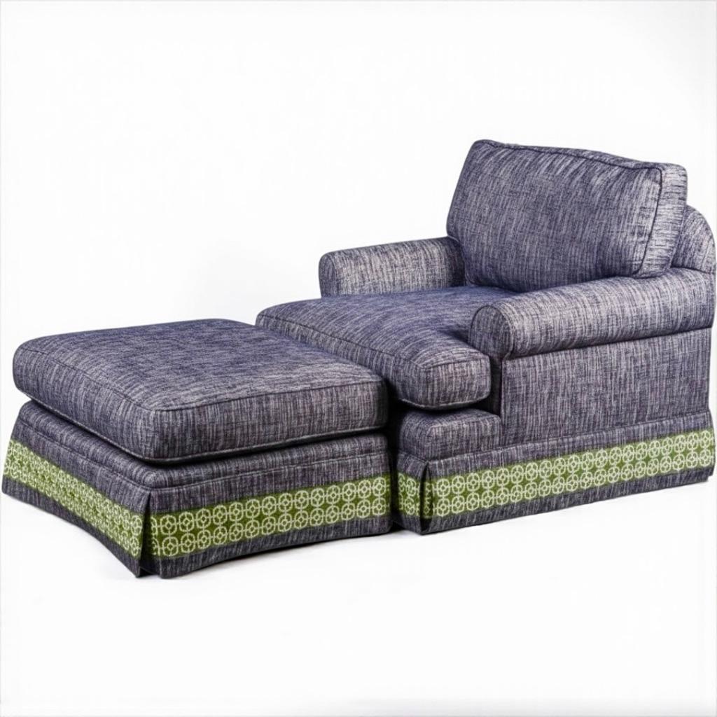 Sedia Club e Pouf Palm Beach Chic Navy con finiture verdi di Lee Industries  S/2 In condizioni buone in vendita a Kennesaw, GA