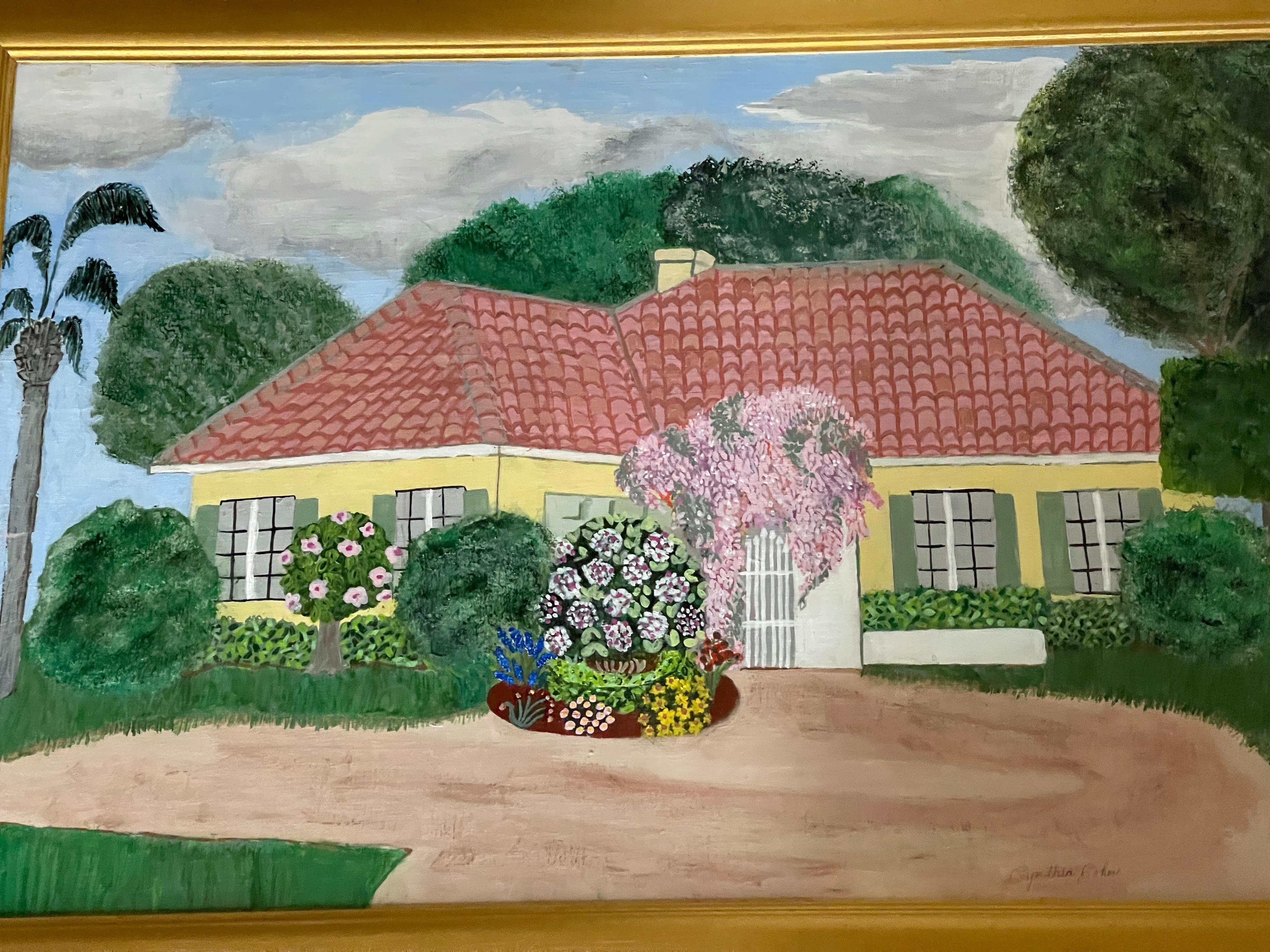 Palm Beach Cottage Origina, Gemälde, Leinwand, signiert (amerikanisch) im Angebot