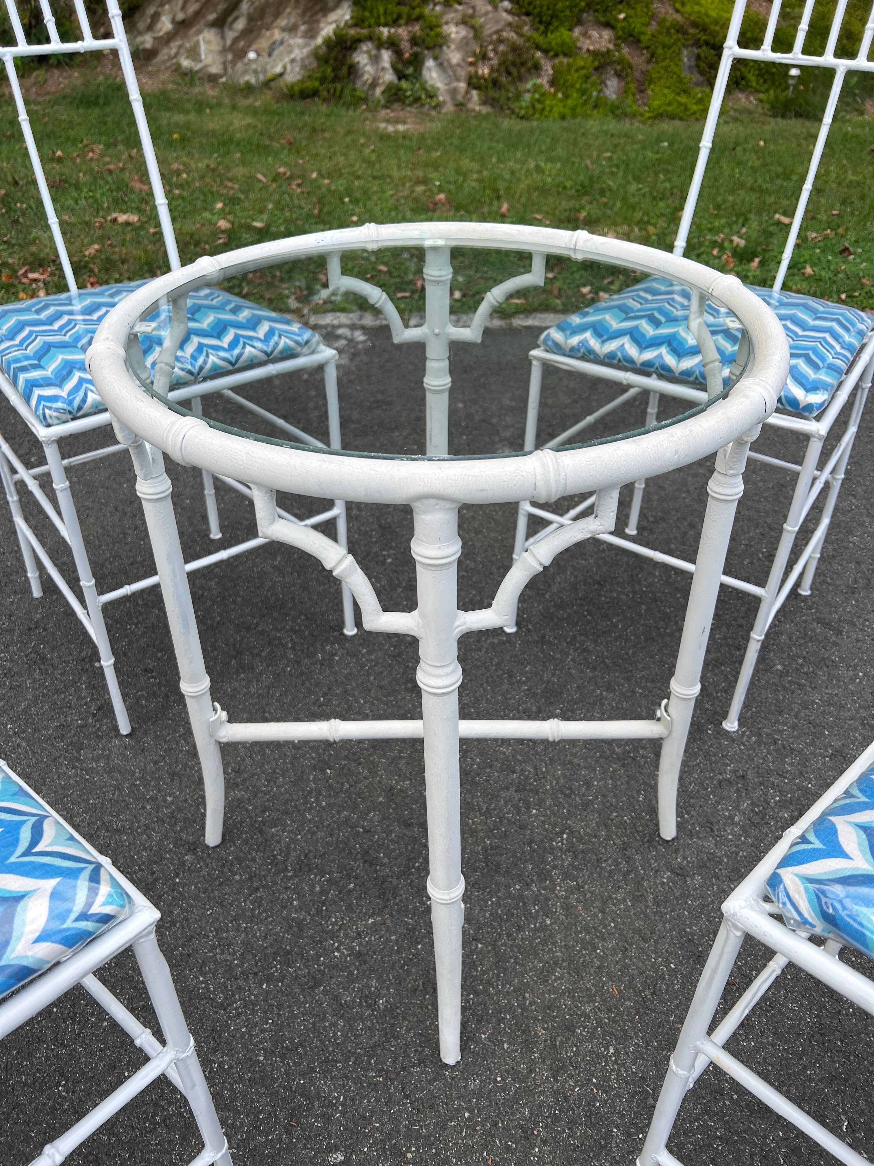 Mid-Century Modern Ensemble de patio de patio en faux bambou de Palm Beach en vente