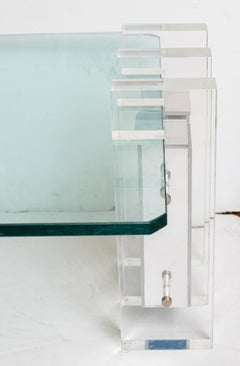 Palm Beach Modern Lucite & Glass Coffee Table