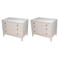 Palm Beach Modern White Lacquered Commodes, Pr