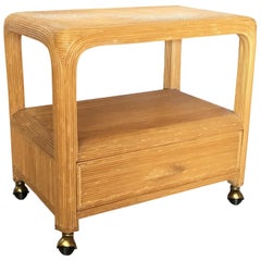Palm Beach Pencil Reed Rattan Rolling TV Cart