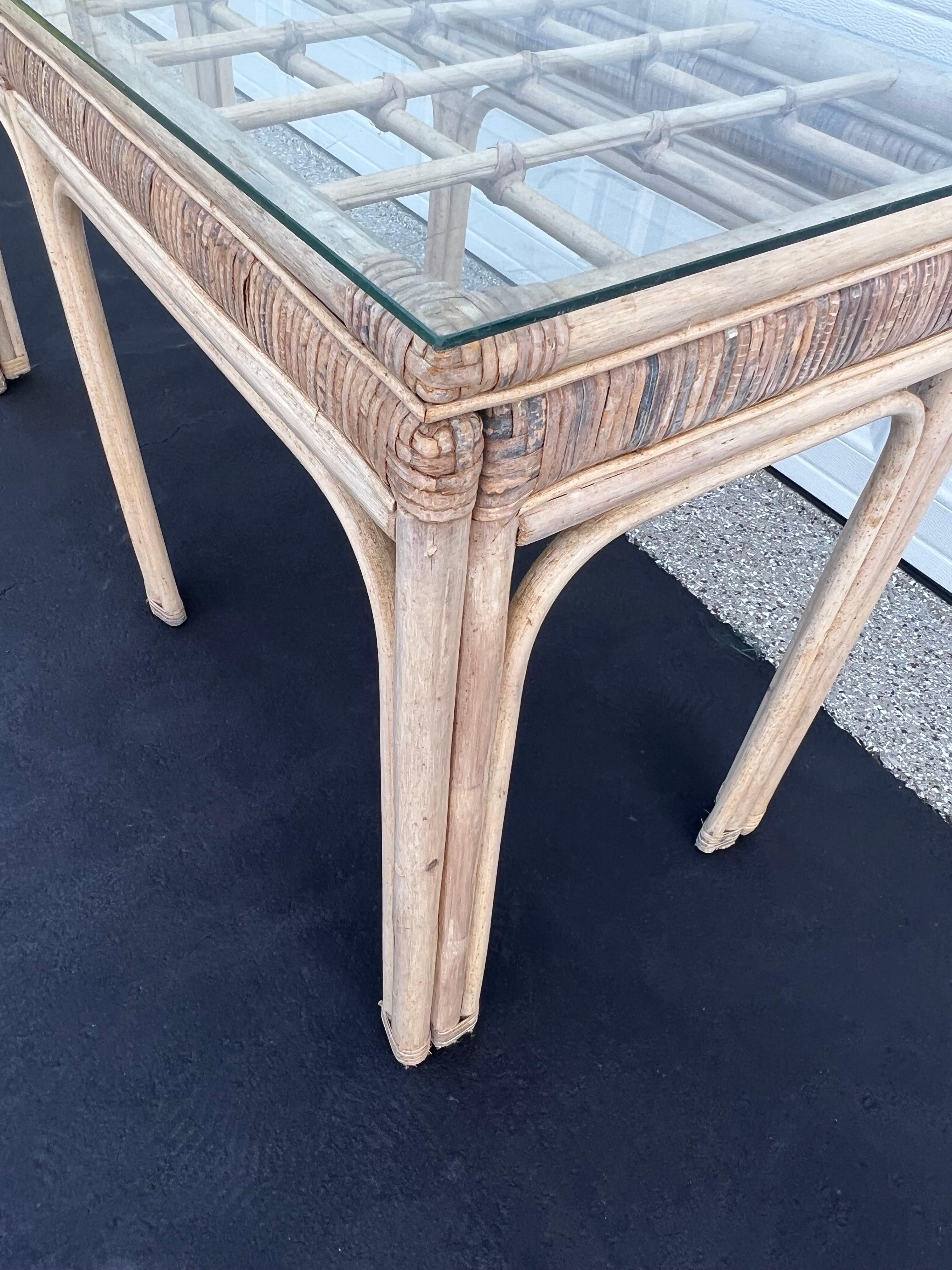 Palm Beach Rattan and Wicker Sofa Table For Sale 10
