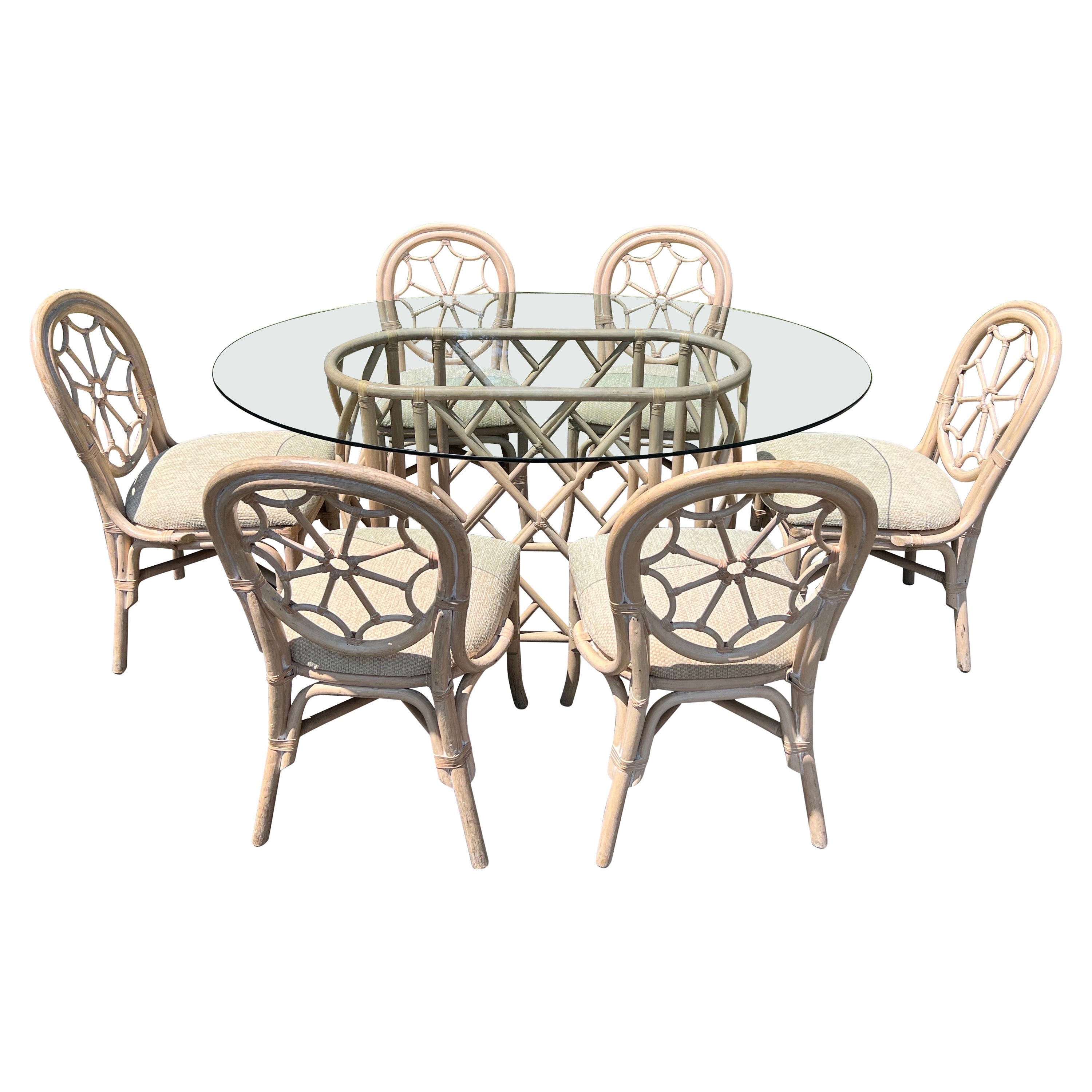 Juego de Comedor de Ratán Palm Beach con Seis Sillas