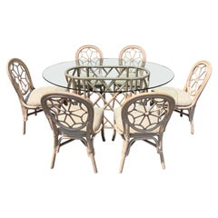 Palm Beach Rattan-Esszimmer-Set mit sechs Stühlen